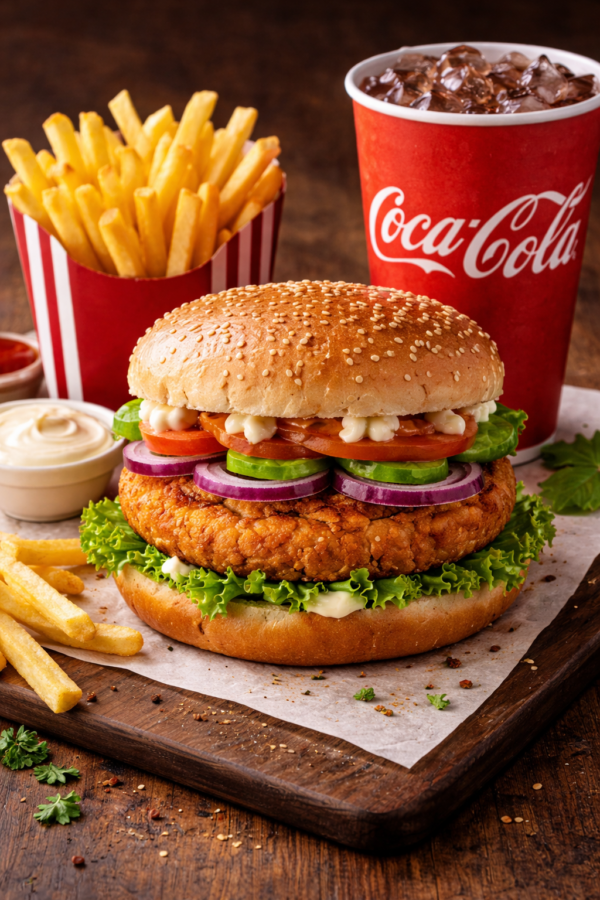 Aloo Tikki Burger Combo – Desi Crunch Meal