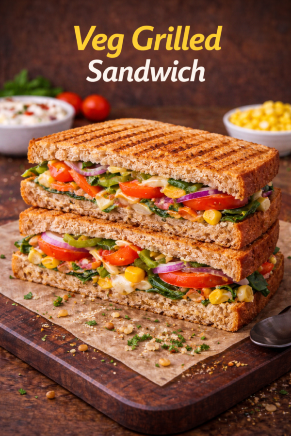 Veg Grilled Sandwich – Crispy & Cheesy Delight