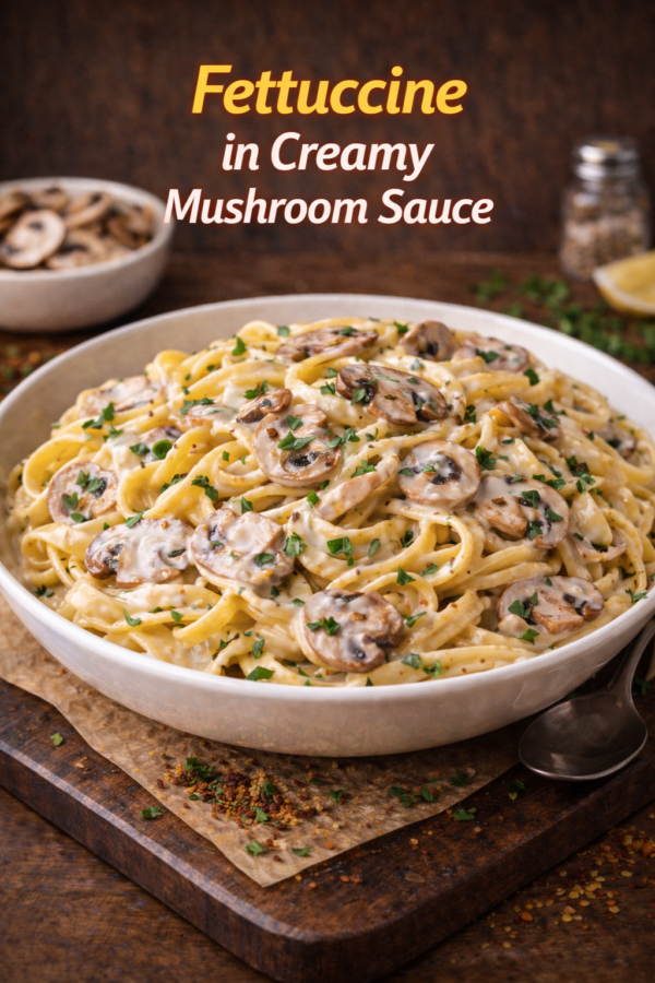 Fettuccine in Creamy Mushroom Sauce – Rich & Velvety Delight